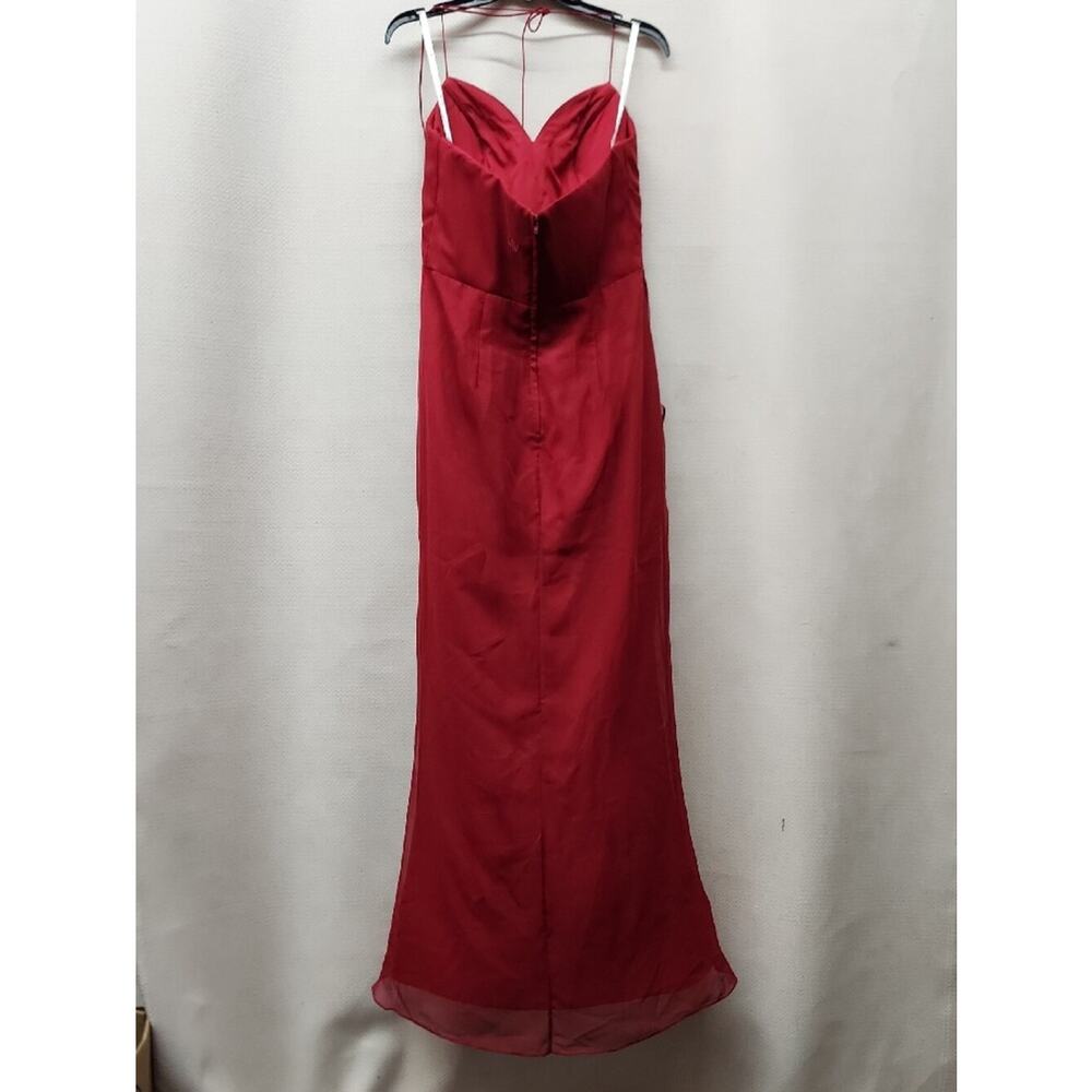 DaVinci Red Ruffled Spaghetti-Strap Prom Gown - Picture 2 of 3